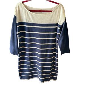 NWT Old Navy Women Large Knit Nautical Style Blue and White Dress 3/4 Sleeves